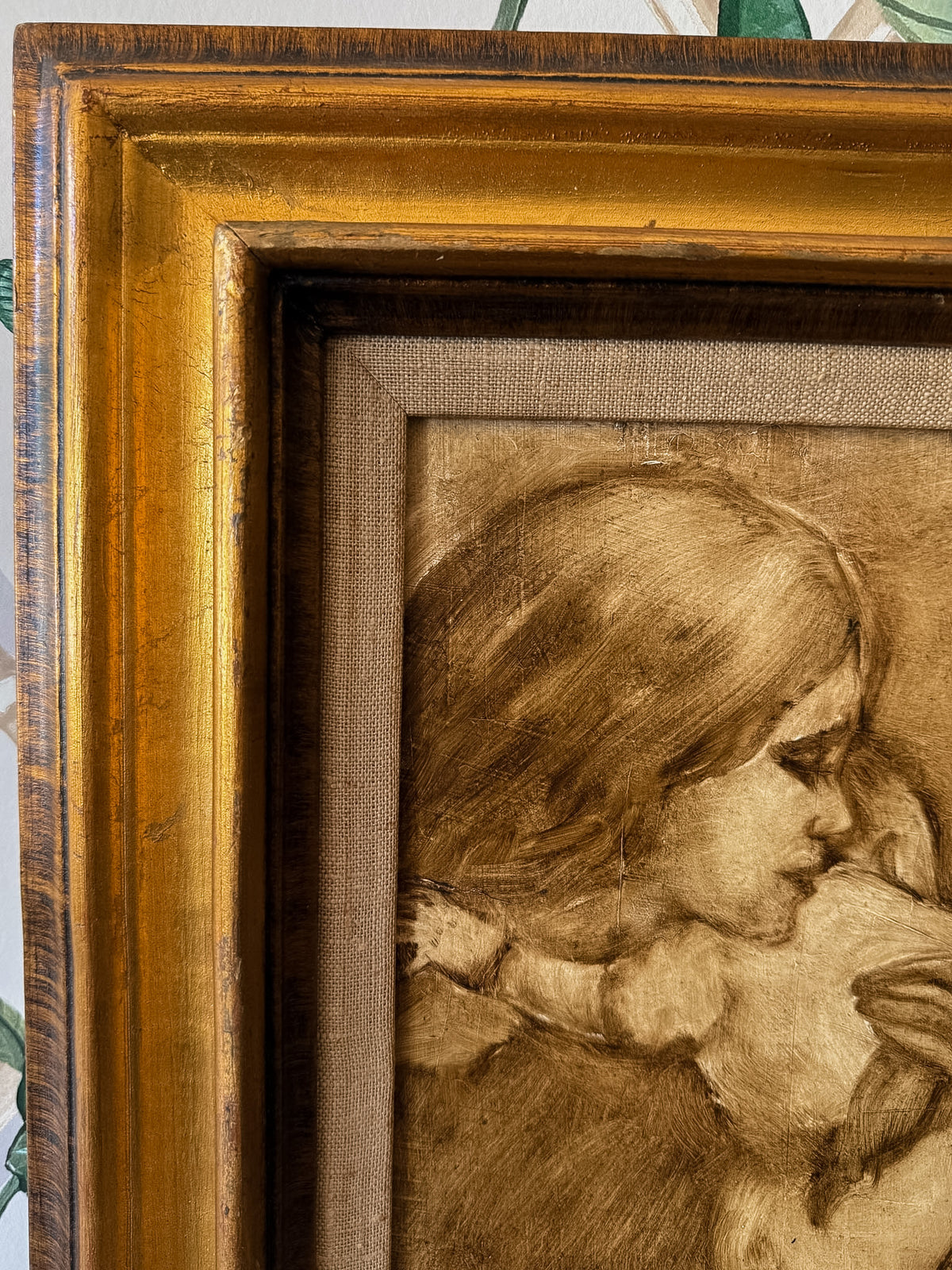 Framed Mother and Baby Original Painting