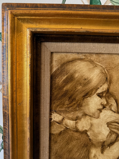 Framed Mother and Baby Original Painting