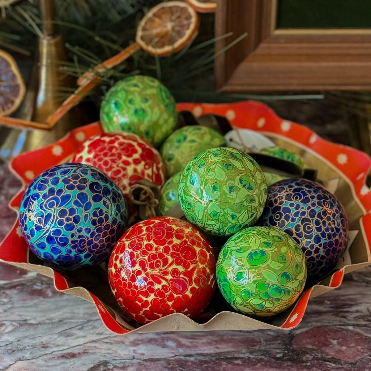 Green Papier-Mache Ornament - OAKSTREET SHOPPE