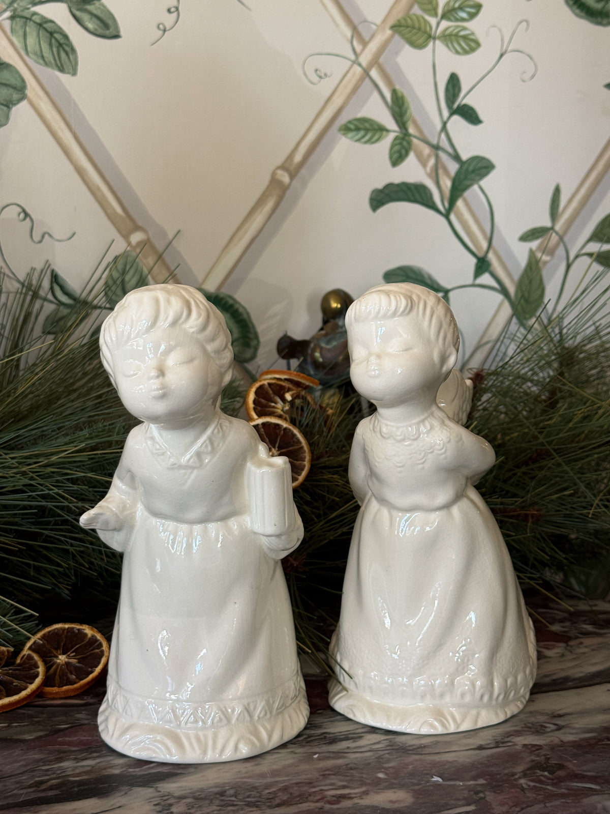 White Ceramic Kissing Angels