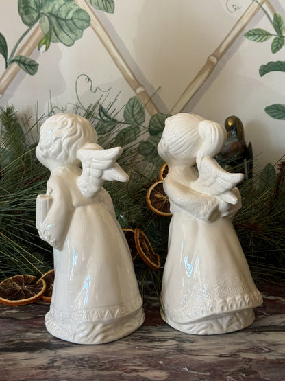 White Ceramic Kissing Angels