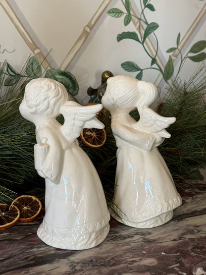 White Ceramic Kissing Angels