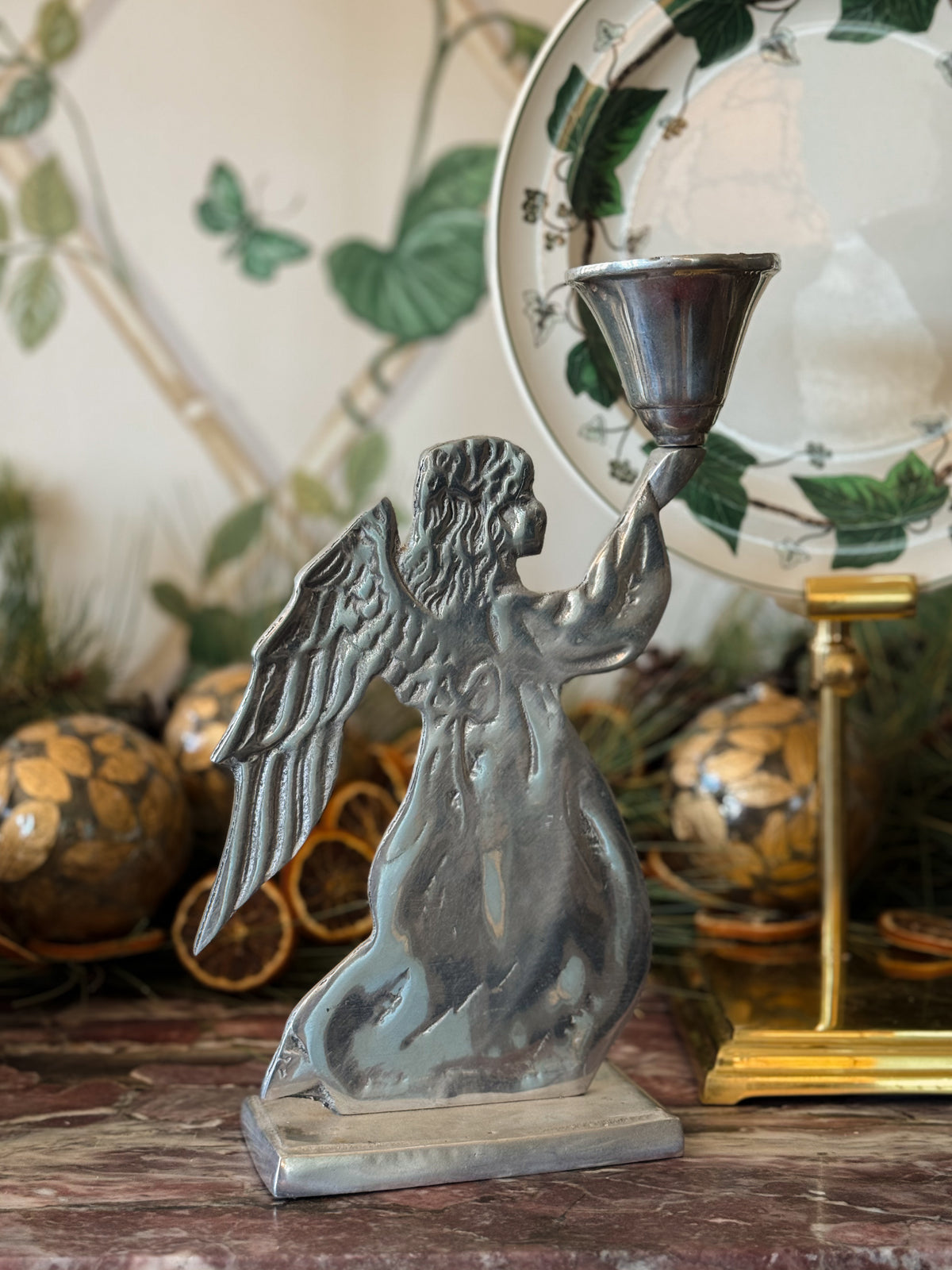 Christmas Angels Candle Holder Pair