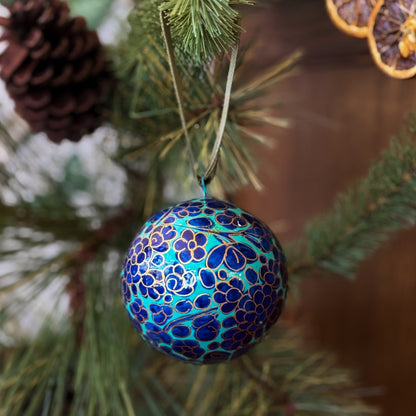 Blue Paper Mache Ornament - OAKSTREET SHOPPE