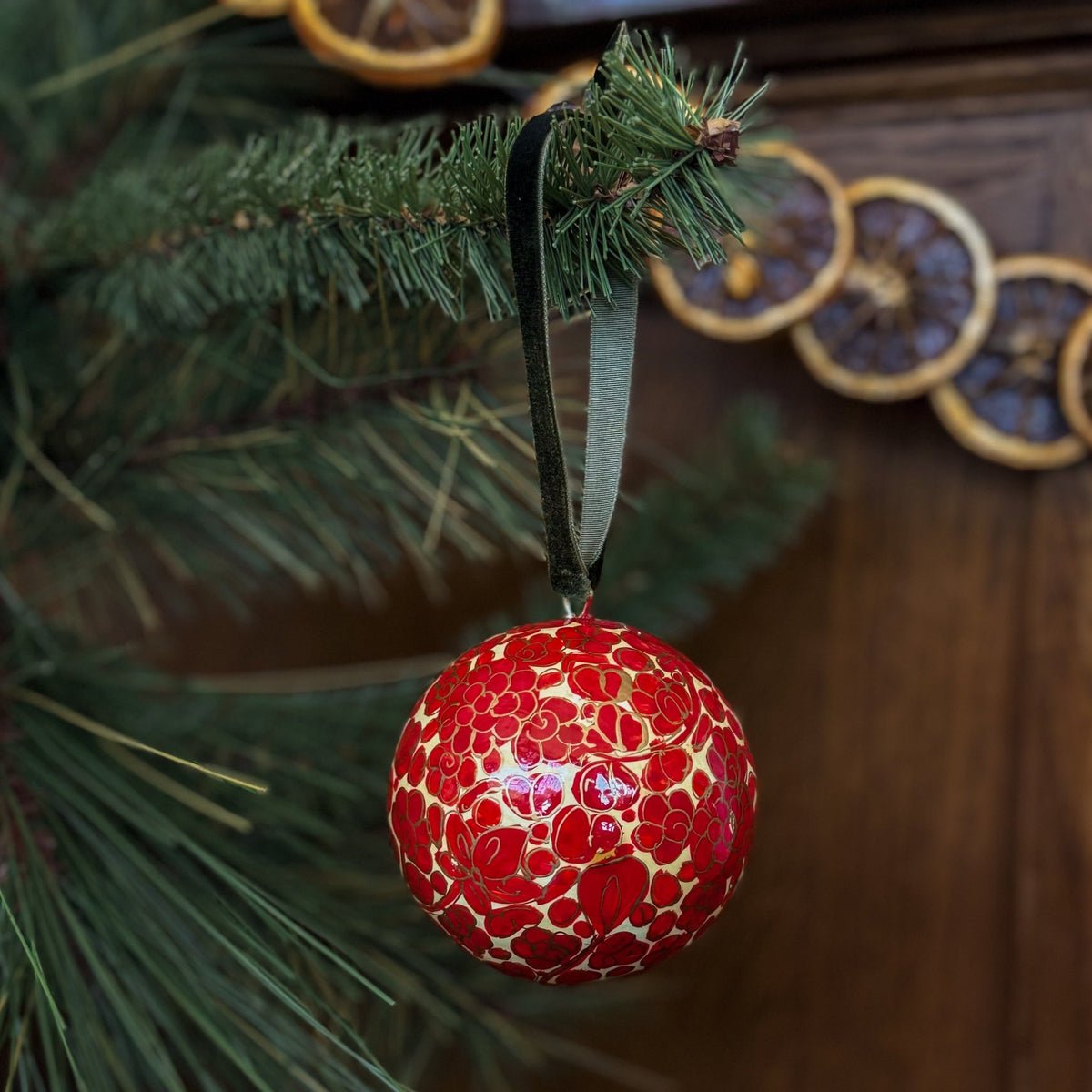 Red Papier-Mache Ornament - OAKSTREET SHOPPE