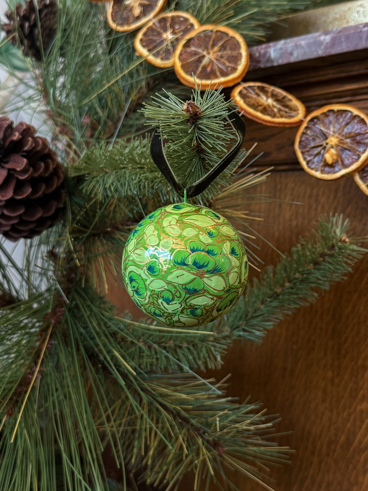 Green Papier-Mache Ornament - OAKSTREET SHOPPE