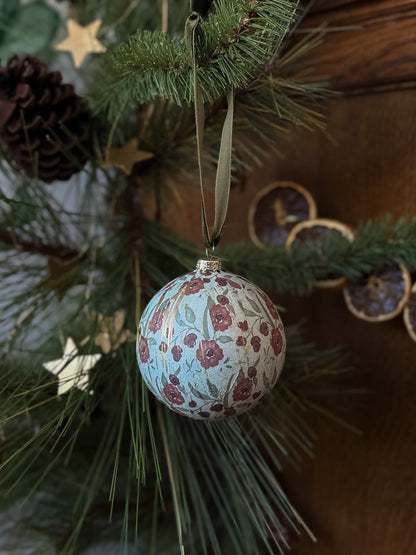 Burgundy Floral Ball Ornament - OAKSTREET SHOPPE