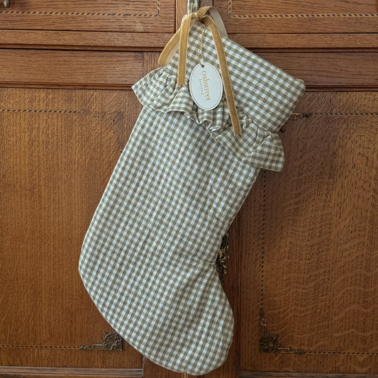 Olive Gingham Stocking - OAKSTREET SHOPPE