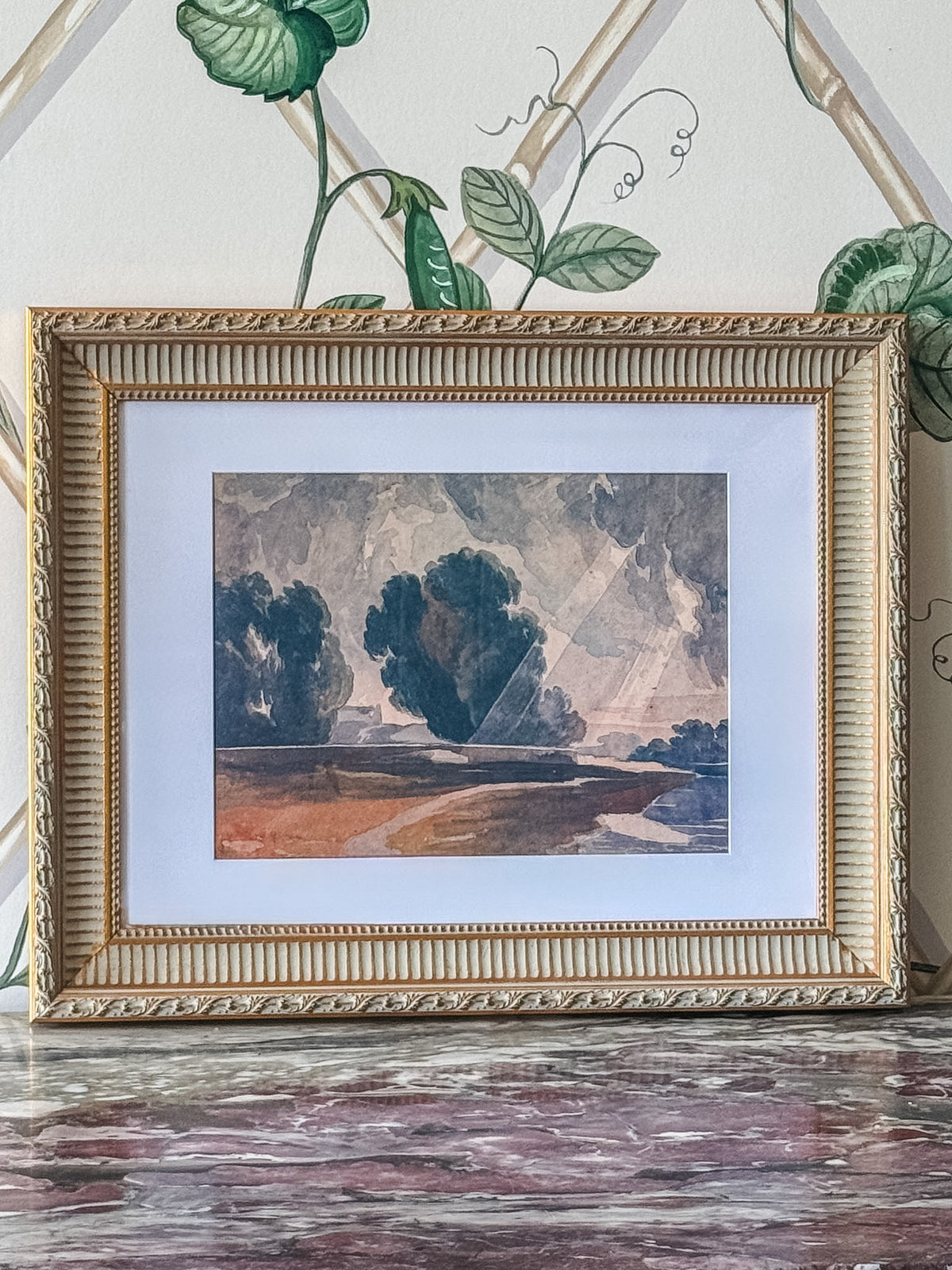Landscape with Trees and Lake, Framed Print - OAKSTREET SHOPPE