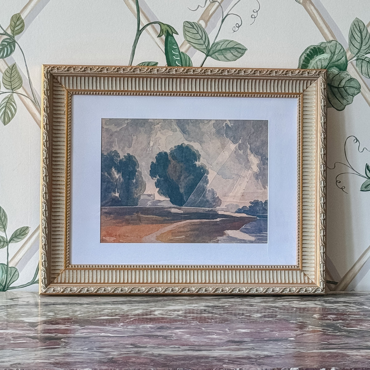 Landscape with Trees and Lake, Framed Print - OAKSTREET SHOPPE