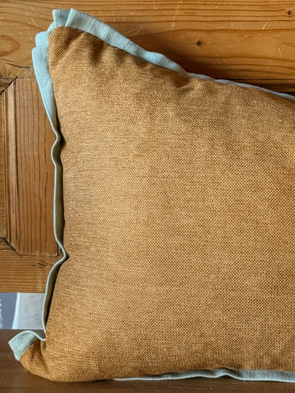 Tan and Blue Pillow - OAKSTREET SHOPPE
