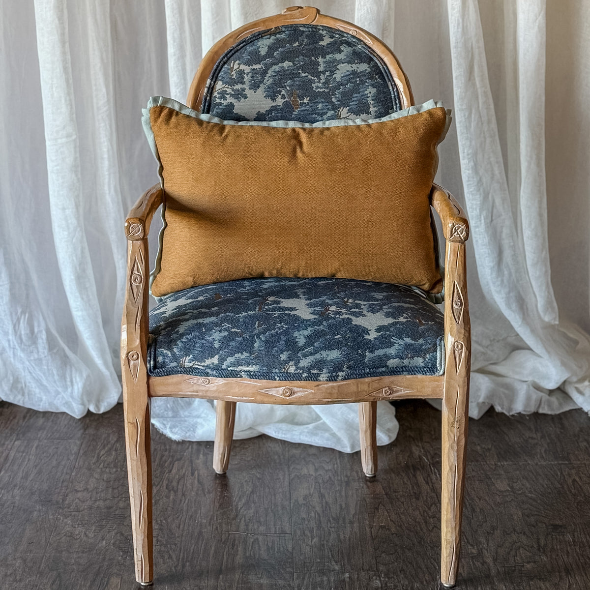 Tan and Blue Pillow - OAKSTREET SHOPPE
