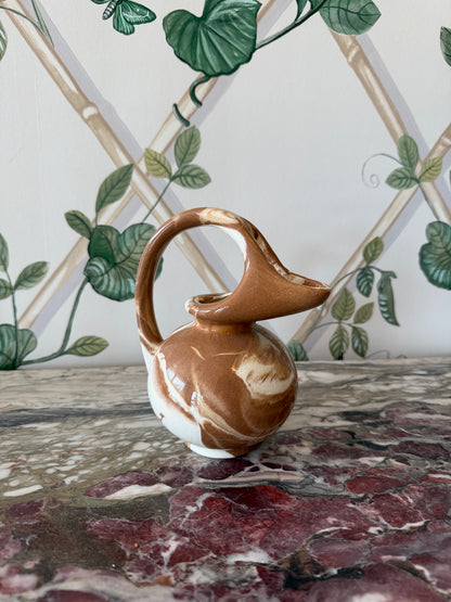 Brown Swirl Small Pottery Pitcher