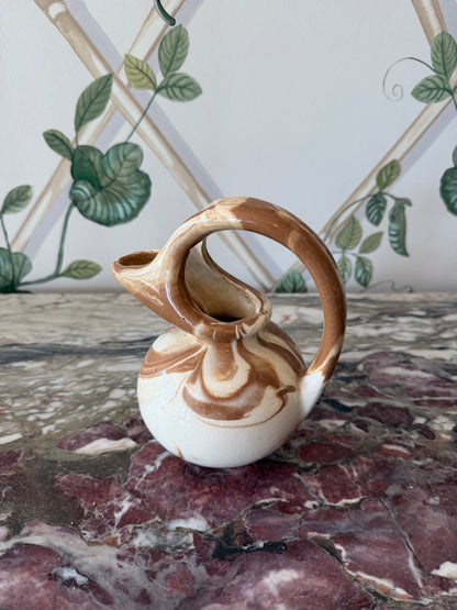 Brown Swirl Small Pottery Pitcher