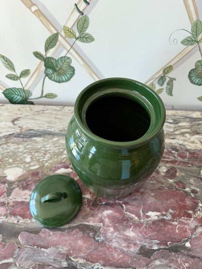 Olive Green Pottery with Lid