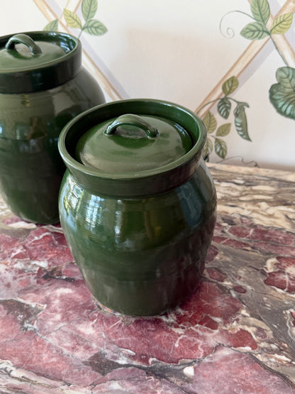 Olive Green Pottery with Lid