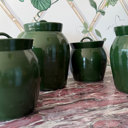 Olive Green Pottery with Lid