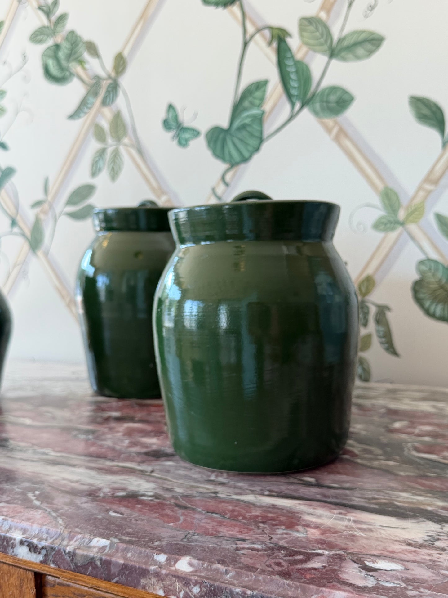 Olive Green Pottery with Lid