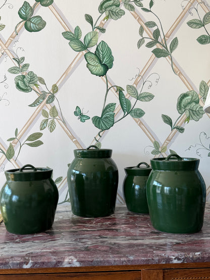 Olive Green Pottery with Lid