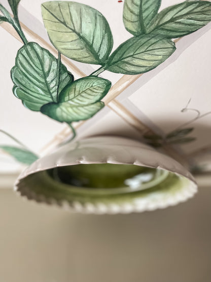 Green Scalloped Stoneware Bowl