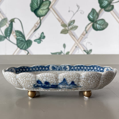 Blue Willow Oval Footed Dish
