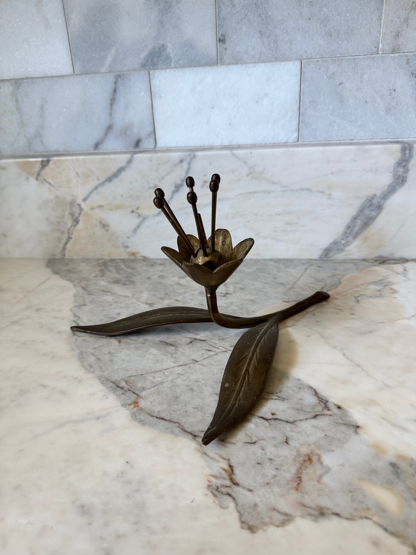 Brass Bedside Flower Ring Holder
