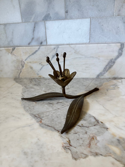 Brass Bedside Flower Ring Holder