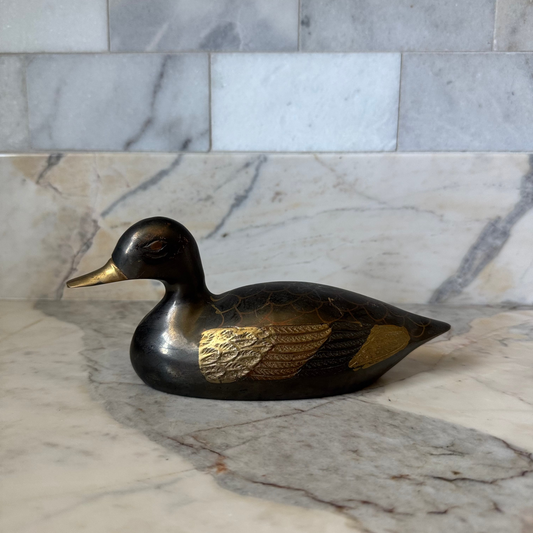 Medium Painted Brass Duck
