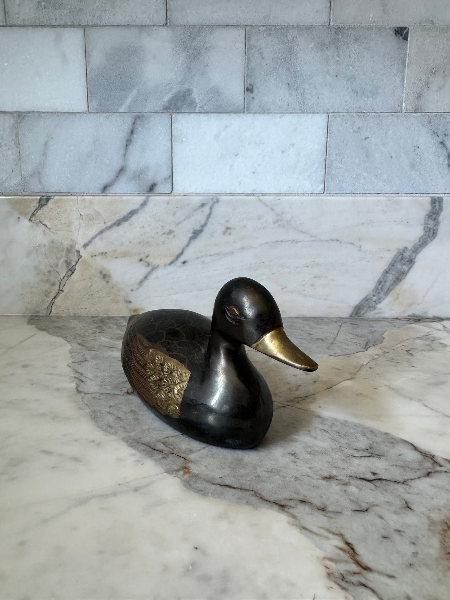 Medium Painted Brass Duck