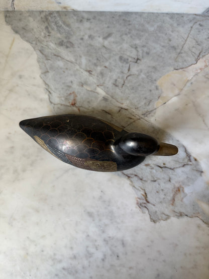 Medium Painted Brass Duck