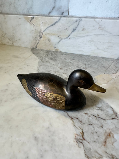 Medium Painted Brass Duck