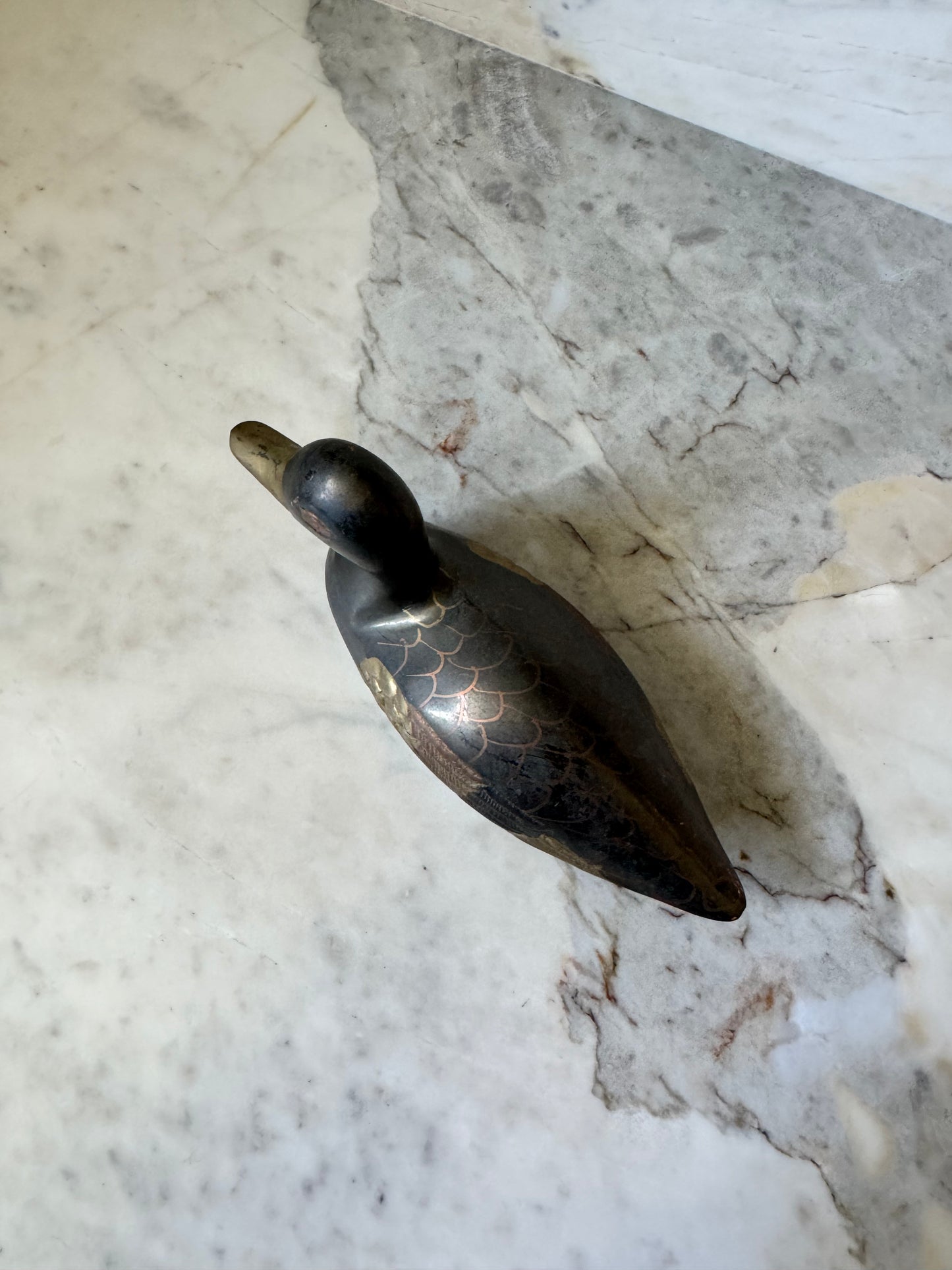 Small Painted Brass Duck