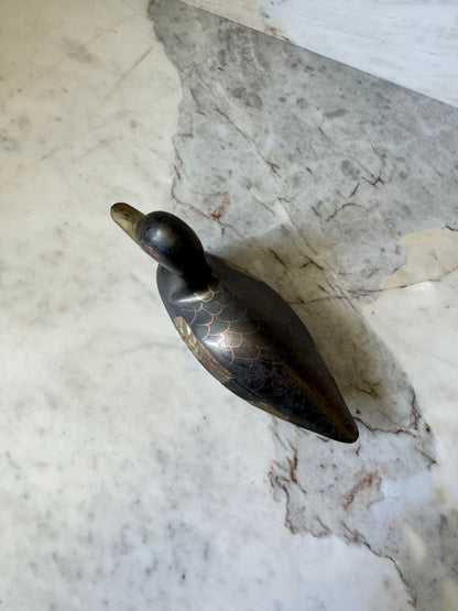Small Painted Brass Duck