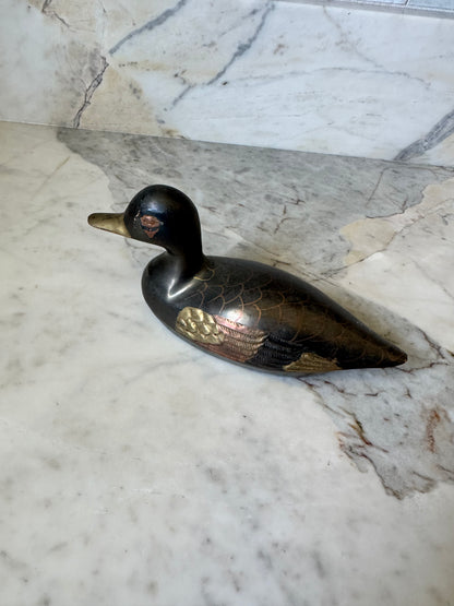 Small Painted Brass Duck