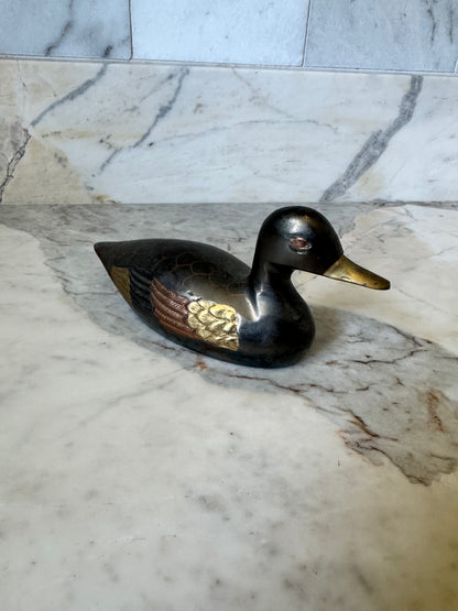 Small Painted Brass Duck