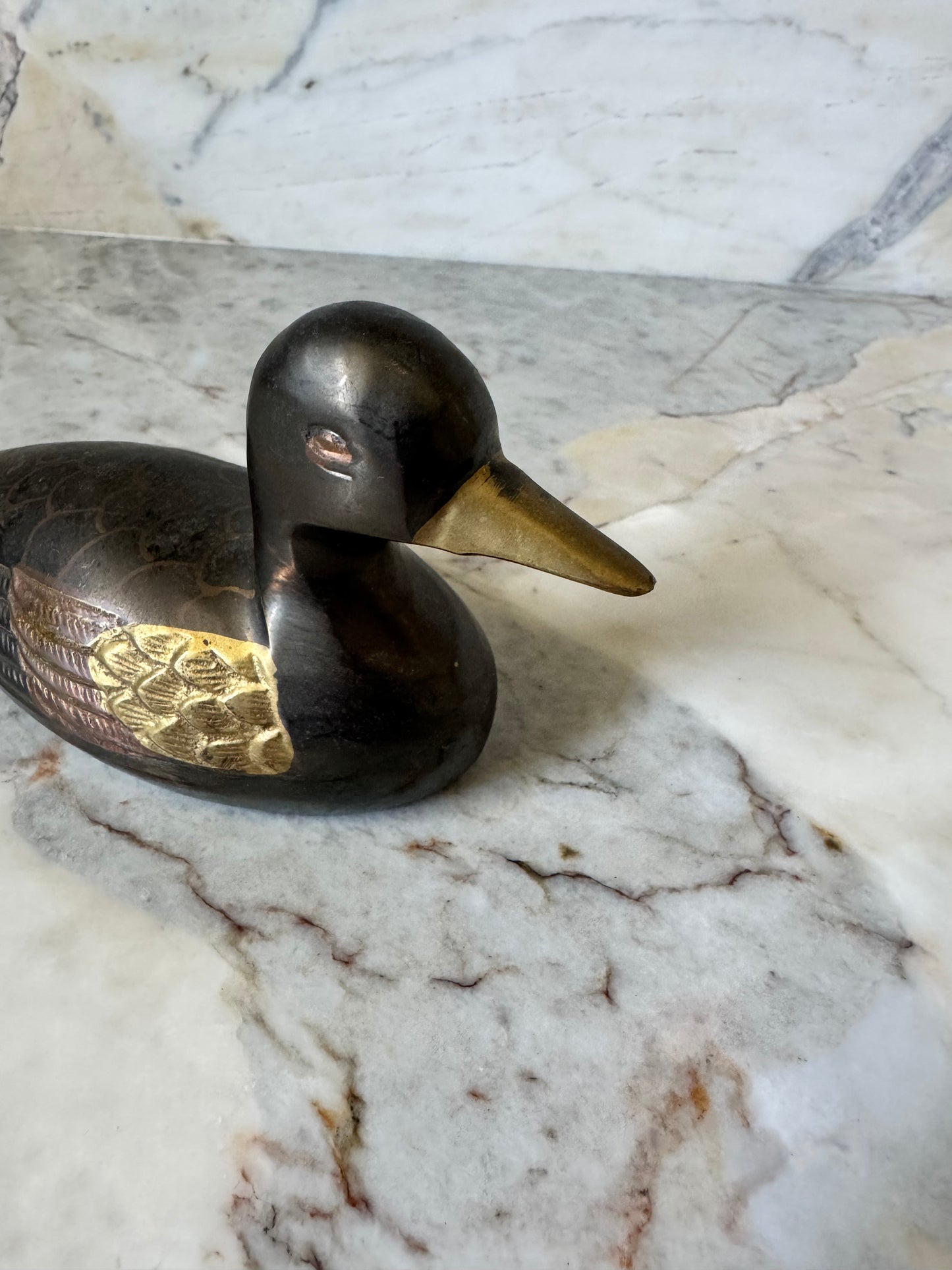 Mini Painted Brass Duck