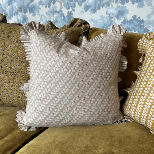 Beige Ruffle Pillow