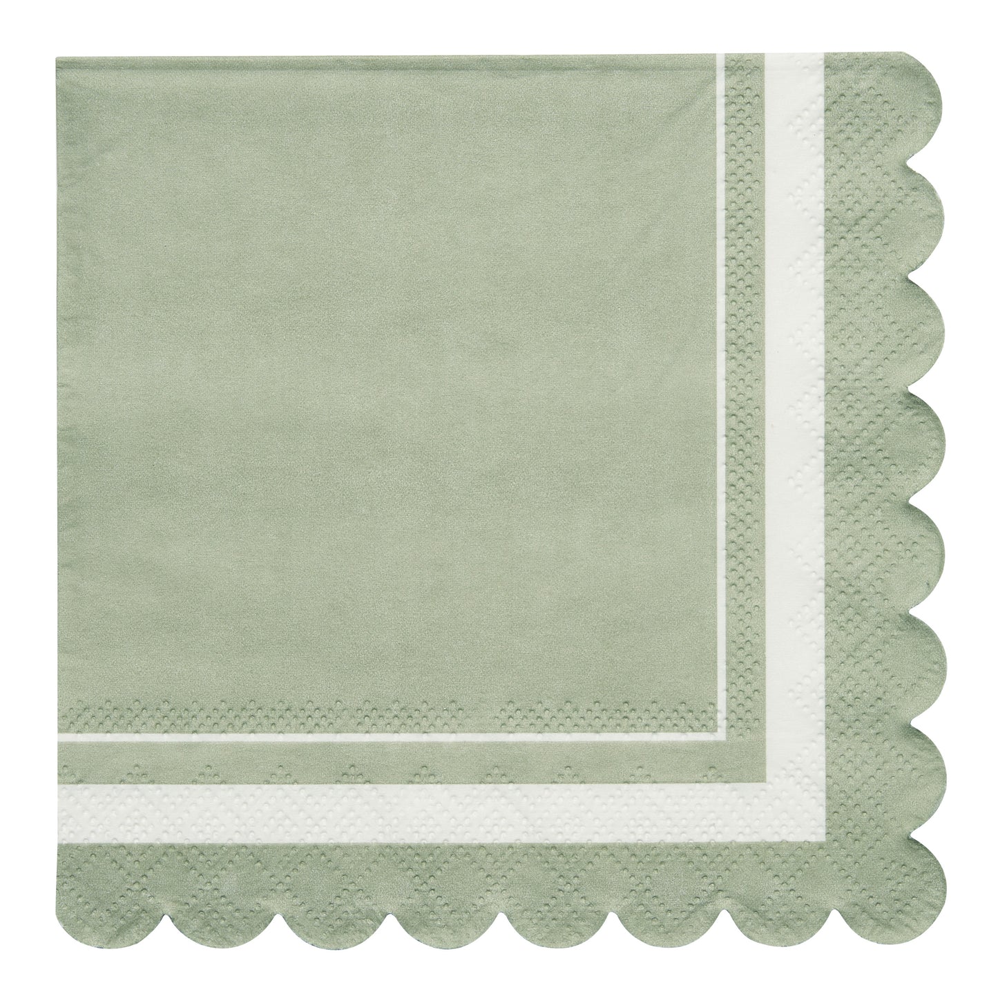 Scalloped Sage Cocktail Napkins