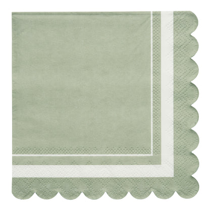 Scalloped Sage Cocktail Napkins