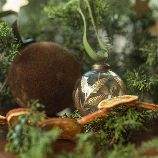 Glass Ornament with Gold Cutting