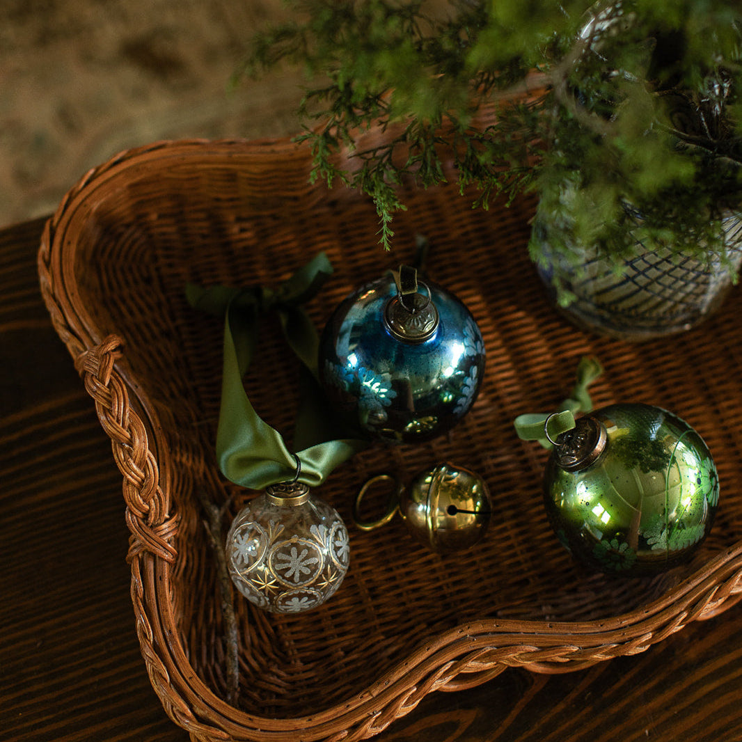 Ball Ornament w/ Floral Cutting