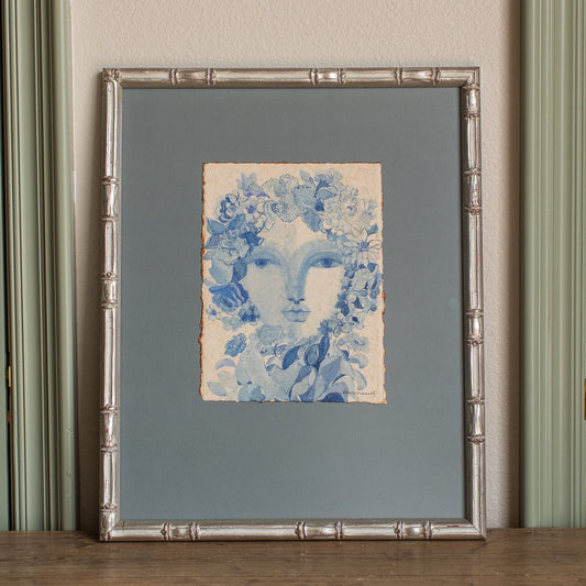 Blue Garden Muse Watercolor