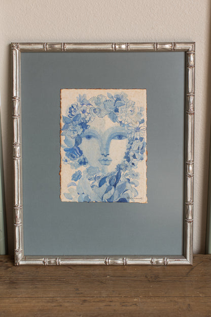 Blue Garden Muse Watercolor
