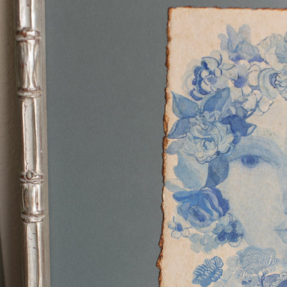 Blue Garden Muse Watercolor
