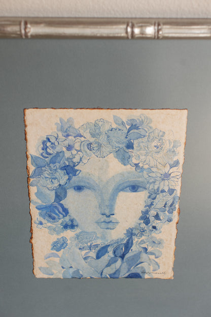 Blue Garden Muse Watercolor