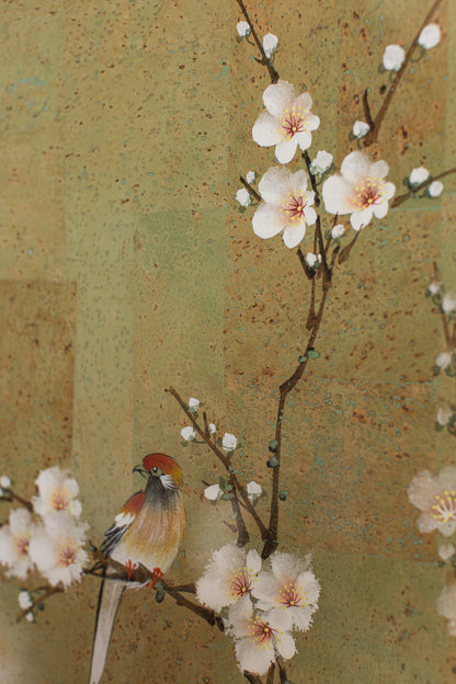 Vintage Hand-Painted Panel on Cork