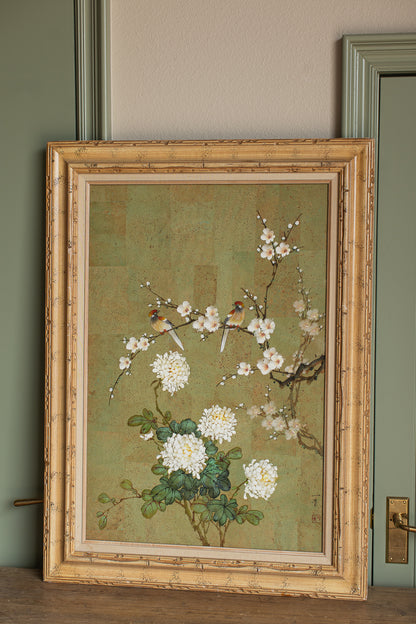 Vintage Hand-Painted Panel on Cork