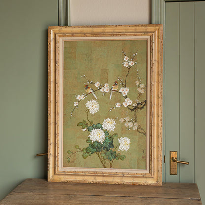 Vintage Hand-Painted Panel on Cork