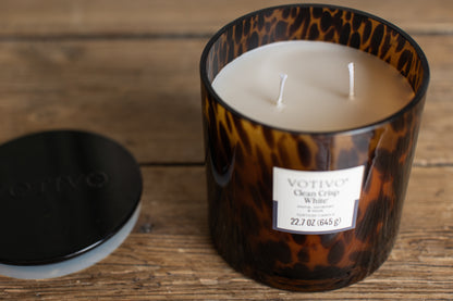 Tortoise Shell Candle, Clean Crisp White