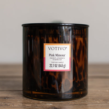 Tortoise Shell Candle, Pink Mimosa